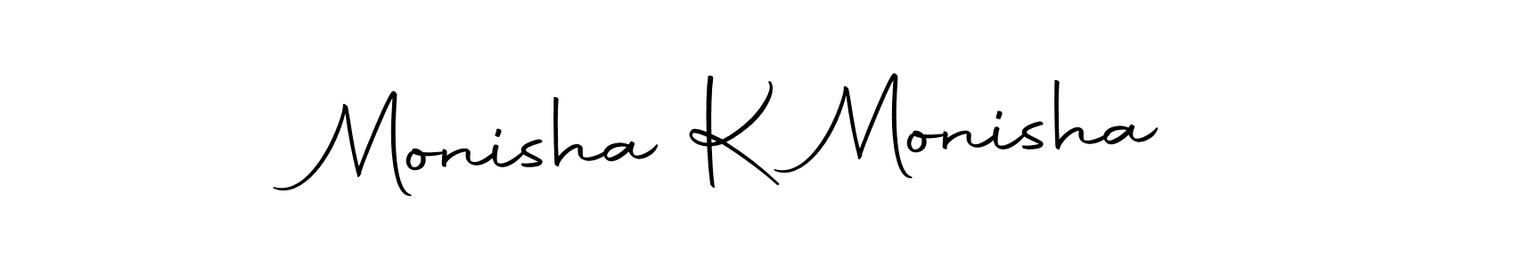 How to make Monisha K Monisha name signature. Use Autography-DOLnW style for creating short signs online. This is the latest handwritten sign. Monisha K Monisha signature style 10 images and pictures png