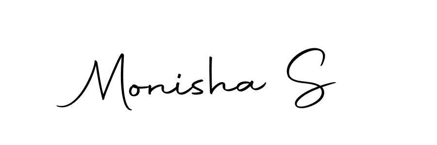 The best way (Autography-DOLnW) to make a short signature is to pick only two or three words in your name. The name Monisha S include a total of six letters. For converting this name. Monisha S signature style 10 images and pictures png