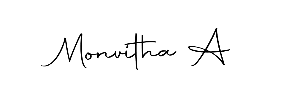 How to make Monvitha A name signature. Use Autography-DOLnW style for creating short signs online. This is the latest handwritten sign. Monvitha A signature style 10 images and pictures png