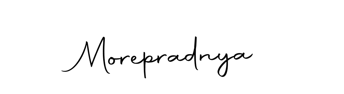 How to make Morepradnya name signature. Use Autography-DOLnW style for creating short signs online. This is the latest handwritten sign. Morepradnya signature style 10 images and pictures png