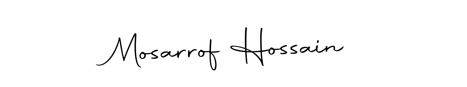 How to make Mosarrof Hossain name signature. Use Autography-DOLnW style for creating short signs online. This is the latest handwritten sign. Mosarrof Hossain signature style 10 images and pictures png