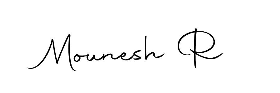 Similarly Autography-DOLnW is the best handwritten signature design. Signature creator online .You can use it as an online autograph creator for name Mounesh R. Mounesh R signature style 10 images and pictures png