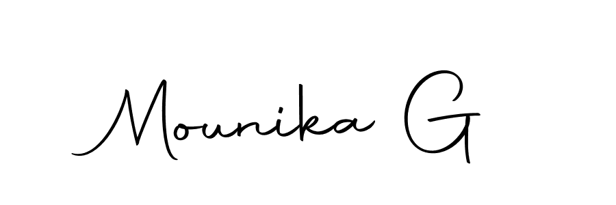 How to make Mounika G signature? Autography-DOLnW is a professional autograph style. Create handwritten signature for Mounika G name. Mounika G signature style 10 images and pictures png
