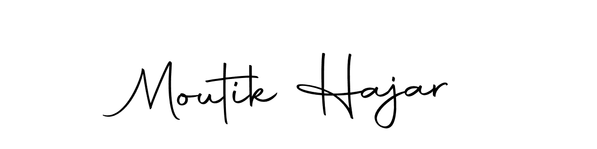 How to make Moutik Hajar name signature. Use Autography-DOLnW style for creating short signs online. This is the latest handwritten sign. Moutik Hajar signature style 10 images and pictures png