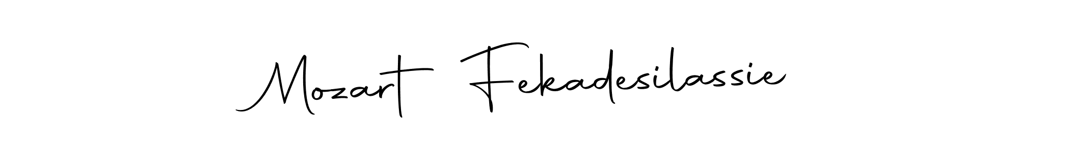 How to make Mozart Fekadesilassie name signature. Use Autography-DOLnW style for creating short signs online. This is the latest handwritten sign. Mozart Fekadesilassie signature style 10 images and pictures png