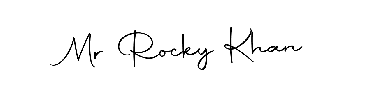 How to make Mr Rocky Khan name signature. Use Autography-DOLnW style for creating short signs online. This is the latest handwritten sign. Mr Rocky Khan signature style 10 images and pictures png