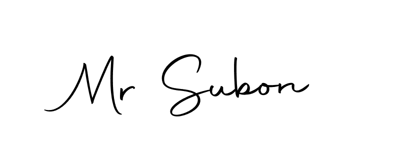 Make a beautiful signature design for name Mr Subon. With this signature (Autography-DOLnW) style, you can create a handwritten signature for free. Mr Subon signature style 10 images and pictures png