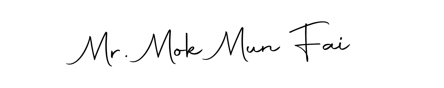 How to make Mr. Mok Mun Fai name signature. Use Autography-DOLnW style for creating short signs online. This is the latest handwritten sign. Mr. Mok Mun Fai signature style 10 images and pictures png