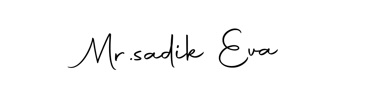 The best way (Autography-DOLnW) to make a short signature is to pick only two or three words in your name. The name Mr.sadik Eva include a total of six letters. For converting this name. Mr.sadik Eva signature style 10 images and pictures png