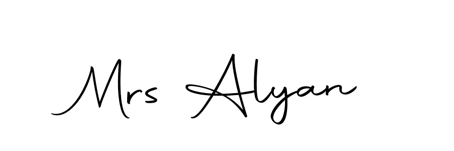You can use this online signature creator to create a handwritten signature for the name Mrs Alyan. This is the best online autograph maker. Mrs Alyan signature style 10 images and pictures png