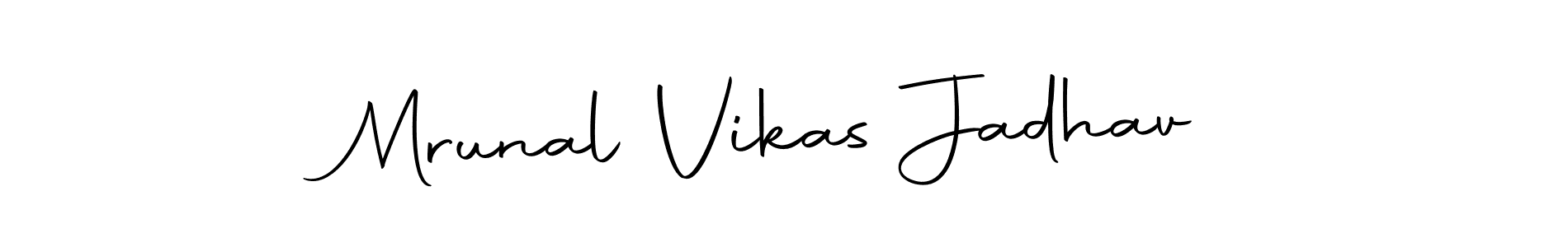 How to make Mrunal Vikas Jadhav name signature. Use Autography-DOLnW style for creating short signs online. This is the latest handwritten sign. Mrunal Vikas Jadhav signature style 10 images and pictures png