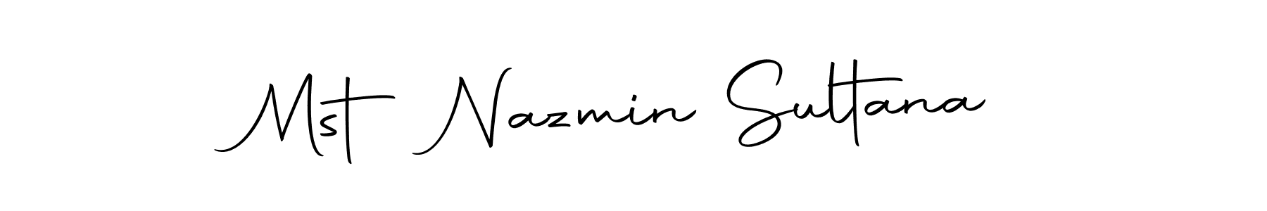 How to make Mst Nazmin Sultana name signature. Use Autography-DOLnW style for creating short signs online. This is the latest handwritten sign. Mst Nazmin Sultana signature style 10 images and pictures png