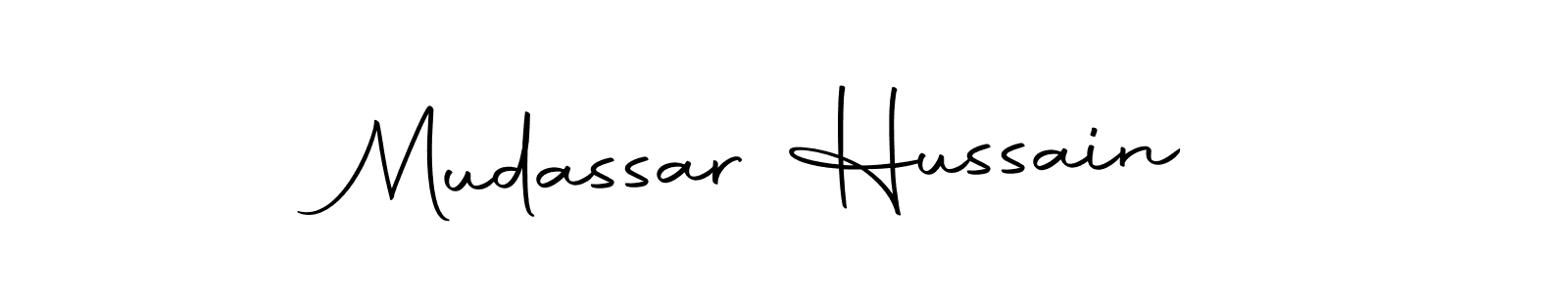 How to make Mudassar Hussain name signature. Use Autography-DOLnW style for creating short signs online. This is the latest handwritten sign. Mudassar Hussain signature style 10 images and pictures png