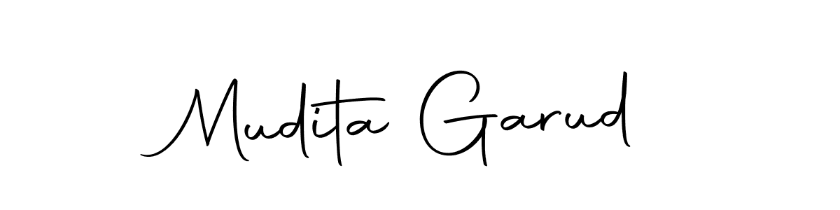 How to make Mudita Garud name signature. Use Autography-DOLnW style for creating short signs online. This is the latest handwritten sign. Mudita Garud signature style 10 images and pictures png