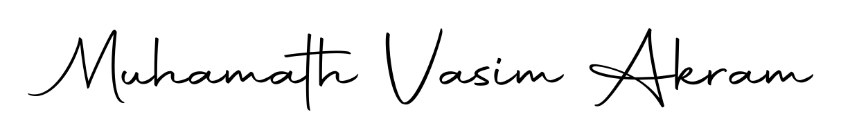 Create an unforgettable impression when signing with Muhamath Vasim Akram name styled in Autography-DOLnW typography. 100% free online generator. Muhamath Vasim Akram signature style 10 images and pictures png