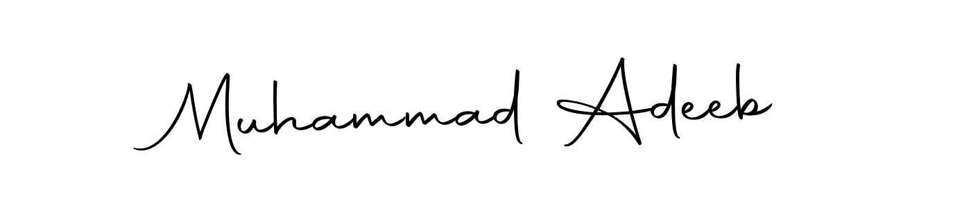 How to make Muhammad Adeeb name signature. Use Autography-DOLnW style for creating short signs online. This is the latest handwritten sign. Muhammad Adeeb signature style 10 images and pictures png