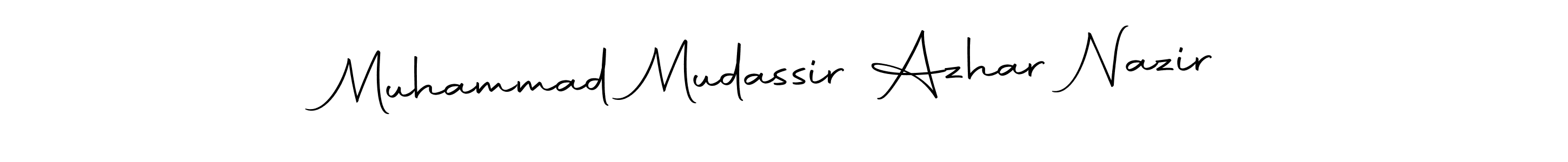 You can use this online signature creator to create a handwritten signature for the name Muhammad Mudassir Azhar Nazir. This is the best online autograph maker. Muhammad Mudassir Azhar Nazir signature style 10 images and pictures png