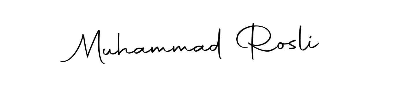 How to make Muhammad Rosli name signature. Use Autography-DOLnW style for creating short signs online. This is the latest handwritten sign. Muhammad Rosli signature style 10 images and pictures png