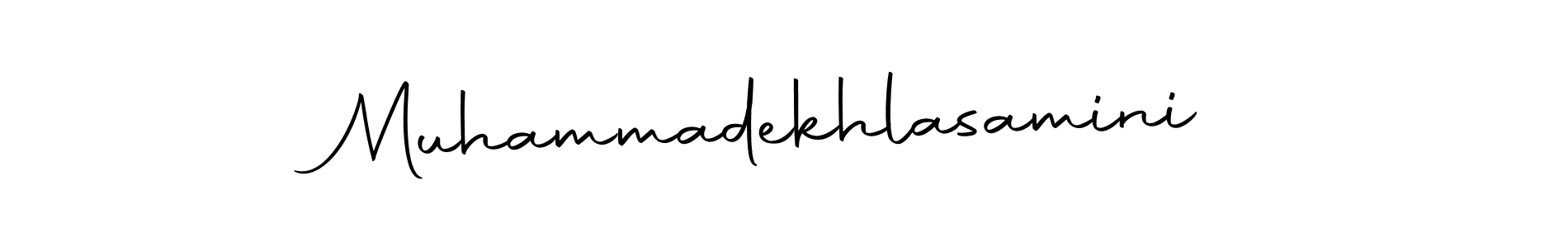 How to make Muhammadekhlasamini name signature. Use Autography-DOLnW style for creating short signs online. This is the latest handwritten sign. Muhammadekhlasamini signature style 10 images and pictures png