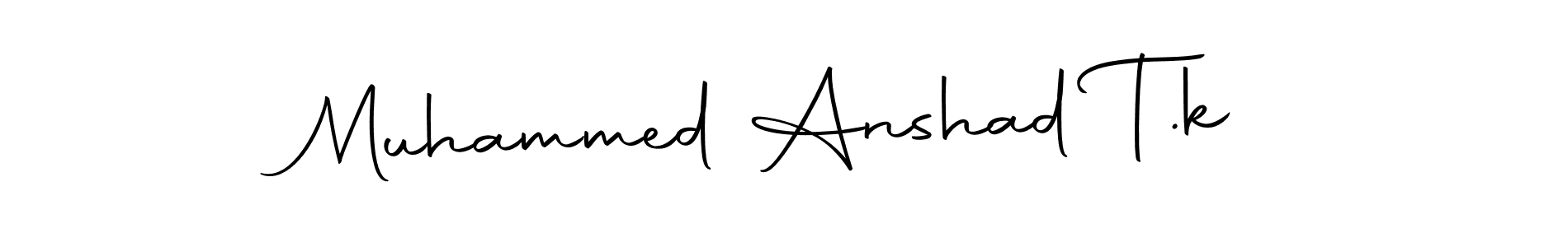 The best way (Autography-DOLnW) to make a short signature is to pick only two or three words in your name. The name Muhammed Anshad T.k include a total of six letters. For converting this name. Muhammed Anshad T.k signature style 10 images and pictures png