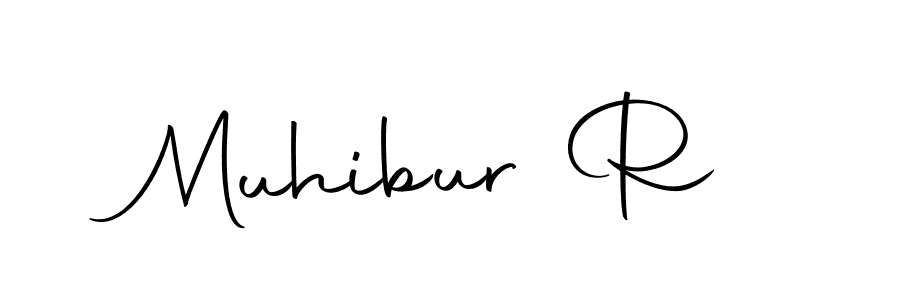 Use a signature maker to create a handwritten signature online. With this signature software, you can design (Autography-DOLnW) your own signature for name Muhibur R. Muhibur R signature style 10 images and pictures png