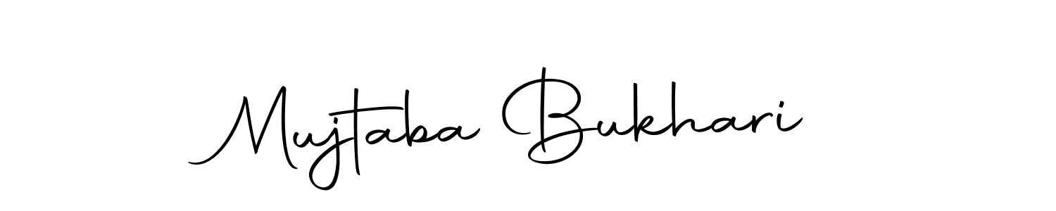 How to make Mujtaba Bukhari name signature. Use Autography-DOLnW style for creating short signs online. This is the latest handwritten sign. Mujtaba Bukhari signature style 10 images and pictures png