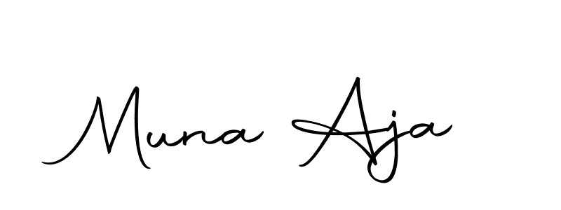 How to make Muna Aja name signature. Use Autography-DOLnW style for creating short signs online. This is the latest handwritten sign. Muna Aja signature style 10 images and pictures png