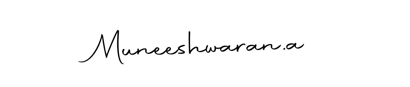 How to make Muneeshwaran.a name signature. Use Autography-DOLnW style for creating short signs online. This is the latest handwritten sign. Muneeshwaran.a signature style 10 images and pictures png