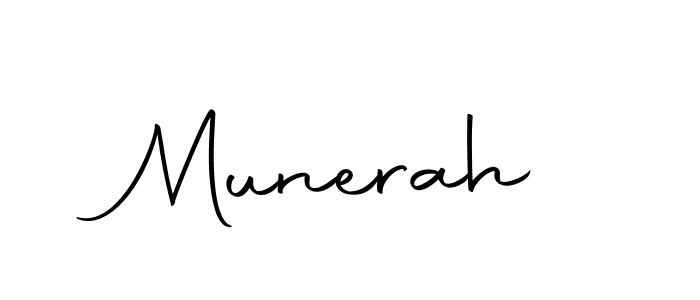 Design your own signature with our free online signature maker. With this signature software, you can create a handwritten (Autography-DOLnW) signature for name Munerah. Munerah signature style 10 images and pictures png