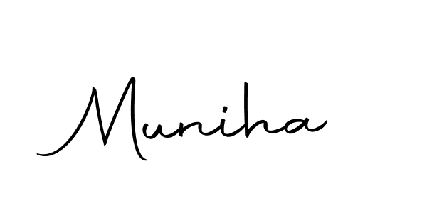 Design your own signature with our free online signature maker. With this signature software, you can create a handwritten (Autography-DOLnW) signature for name Muniha. Muniha signature style 10 images and pictures png