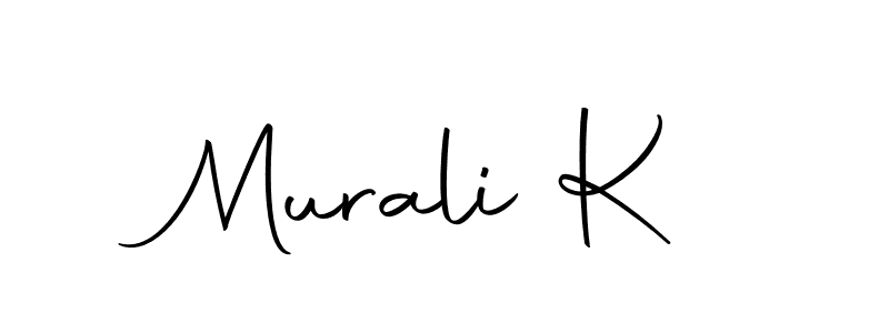 You should practise on your own different ways (Autography-DOLnW) to write your name (Murali K) in signature. don't let someone else do it for you. Murali K signature style 10 images and pictures png