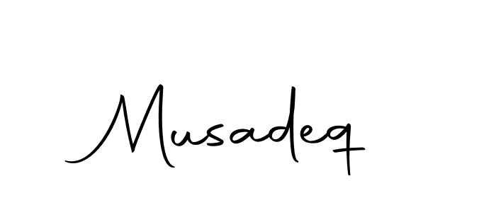 Use a signature maker to create a handwritten signature online. With this signature software, you can design (Autography-DOLnW) your own signature for name Musadeq. Musadeq signature style 10 images and pictures png