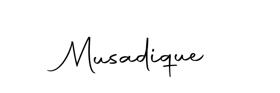 You should practise on your own different ways (Autography-DOLnW) to write your name (Musadique) in signature. don't let someone else do it for you. Musadique signature style 10 images and pictures png