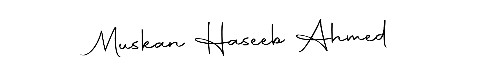 You should practise on your own different ways (Autography-DOLnW) to write your name (Muskan Haseeb Ahmed) in signature. don't let someone else do it for you. Muskan Haseeb Ahmed signature style 10 images and pictures png