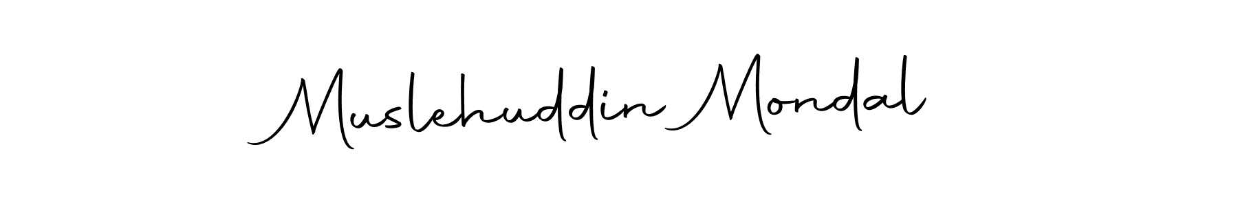 How to make Muslehuddin Mondal name signature. Use Autography-DOLnW style for creating short signs online. This is the latest handwritten sign. Muslehuddin Mondal signature style 10 images and pictures png