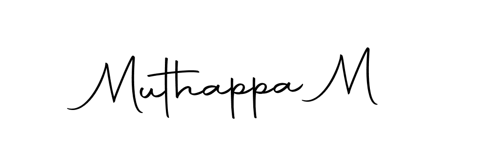 How to make Muthappa M name signature. Use Autography-DOLnW style for creating short signs online. This is the latest handwritten sign. Muthappa M signature style 10 images and pictures png