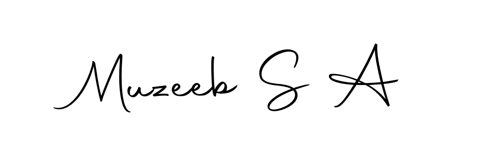 How to make Muzeeb S A name signature. Use Autography-DOLnW style for creating short signs online. This is the latest handwritten sign. Muzeeb S A signature style 10 images and pictures png