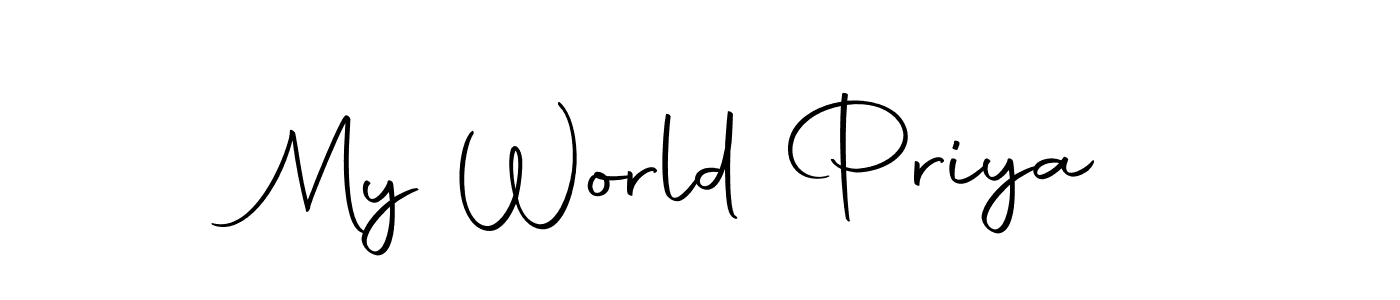 Design your own signature with our free online signature maker. With this signature software, you can create a handwritten (Autography-DOLnW) signature for name My World Priya. My World Priya signature style 10 images and pictures png