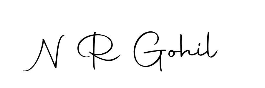 How to make N R Gohil name signature. Use Autography-DOLnW style for creating short signs online. This is the latest handwritten sign. N R Gohil signature style 10 images and pictures png