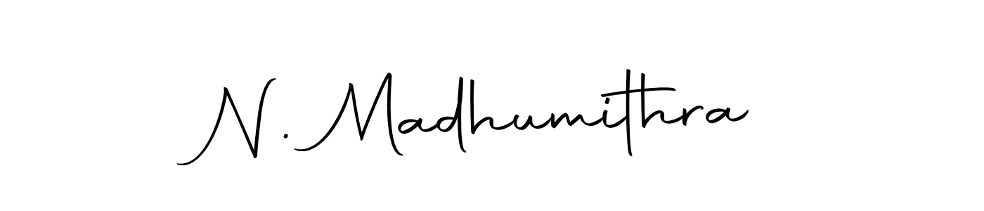 How to make N. Madhumithra name signature. Use Autography-DOLnW style for creating short signs online. This is the latest handwritten sign. N. Madhumithra signature style 10 images and pictures png