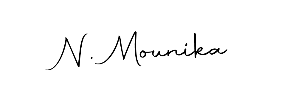 How to make N. Mounika name signature. Use Autography-DOLnW style for creating short signs online. This is the latest handwritten sign. N. Mounika signature style 10 images and pictures png