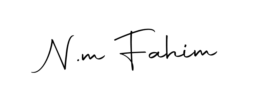 Design your own signature with our free online signature maker. With this signature software, you can create a handwritten (Autography-DOLnW) signature for name N.m Fahim. N.m Fahim signature style 10 images and pictures png