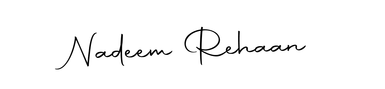 How to make Nadeem Rehaan name signature. Use Autography-DOLnW style for creating short signs online. This is the latest handwritten sign. Nadeem Rehaan signature style 10 images and pictures png