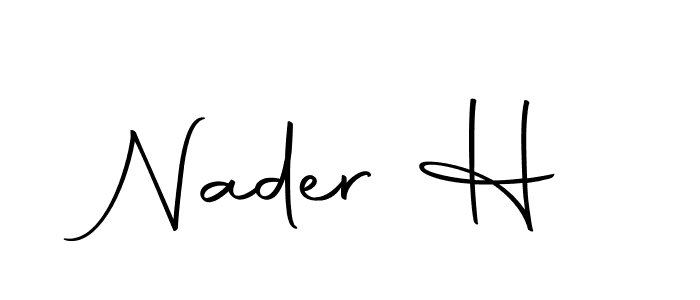 Similarly Autography-DOLnW is the best handwritten signature design. Signature creator online .You can use it as an online autograph creator for name Nader H. Nader H signature style 10 images and pictures png