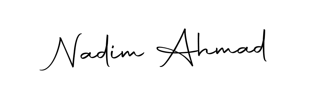 How to make Nadim Ahmad name signature. Use Autography-DOLnW style for creating short signs online. This is the latest handwritten sign. Nadim Ahmad signature style 10 images and pictures png