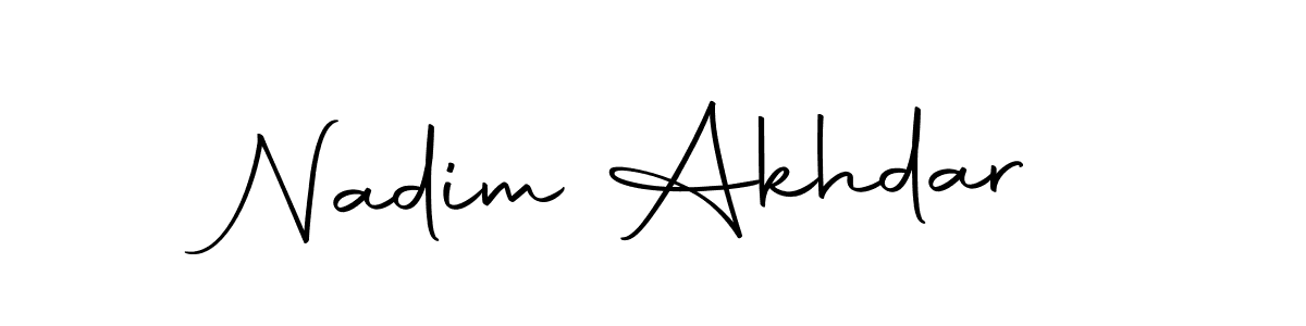 How to make Nadim Akhdar name signature. Use Autography-DOLnW style for creating short signs online. This is the latest handwritten sign. Nadim Akhdar signature style 10 images and pictures png