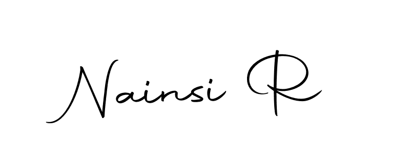 How to make Nainsi R name signature. Use Autography-DOLnW style for creating short signs online. This is the latest handwritten sign. Nainsi R signature style 10 images and pictures png