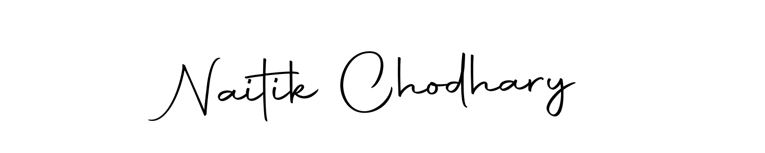 How to make Naitik Chodhary name signature. Use Autography-DOLnW style for creating short signs online. This is the latest handwritten sign. Naitik Chodhary signature style 10 images and pictures png
