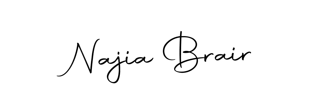 How to make Najia Brair name signature. Use Autography-DOLnW style for creating short signs online. This is the latest handwritten sign. Najia Brair signature style 10 images and pictures png