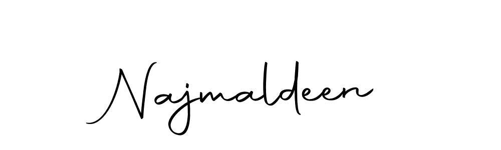 How to make Najmaldeen name signature. Use Autography-DOLnW style for creating short signs online. This is the latest handwritten sign. Najmaldeen signature style 10 images and pictures png